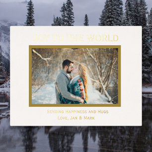 Joy to the World Gold Foil Photo PostCard