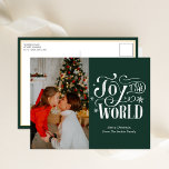 Joy to the World Green Calligraphy Photo Modern Holiday Postcard<br><div class="desc">Joy to the World Green Calligraphy Photo Modern Holiday Postcard. Send Holiday Greetings to your loved ones with this festive and Modern Holiday Card. All the texts are pre-arranged for you to personalise easily and quickly with your own details. Happy Holidays!</div>