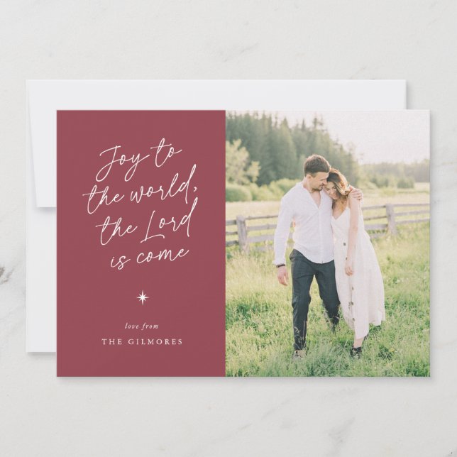 Joy to the World Handwriting Religious Christmas Holiday Card (Front)