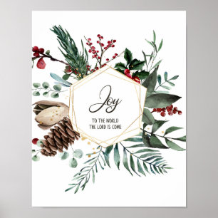 Joy To The World, Holiday Art, Christmas wreath Poster