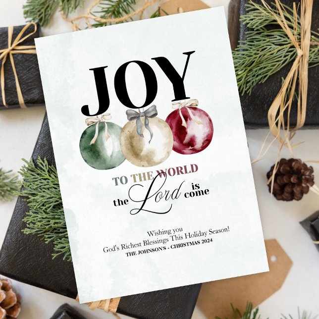 Joy To The World Holiday Card (Celebrate the reason for the season with this "Joy To The World, The Lord is Come" holiday card.)