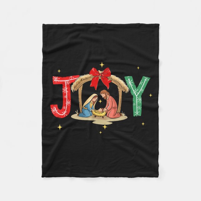 Joy To The World Jesus Christian Nativity Scence C Fleece Blanket (Front)