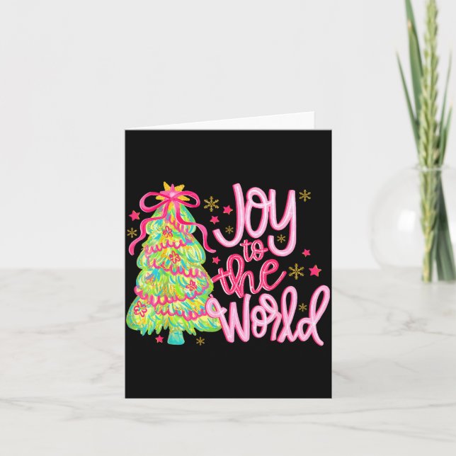 Joy To The World Jesus Christian Xmas Tree Holiday Card (Front)
