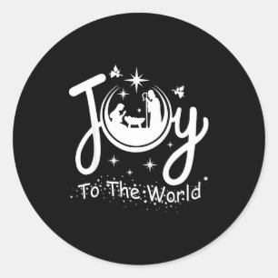 Joy To The World Jesus Christmas Nativity Scene Fa Classic Round Sticker