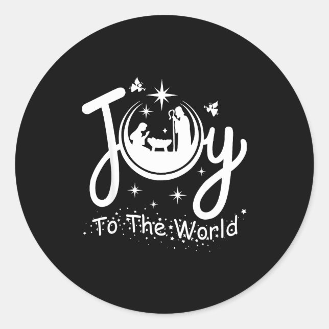 Joy To The World Jesus Christmas Nativity Scene Fa Classic Round Sticker (Front)