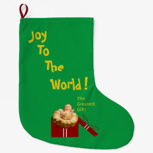 "Joy to the world!" Jesus is "The Greatest Gift!" Large Christmas Stocking