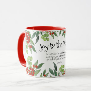 Joy to the World John 3:16 Red Faith Christmas  Mug