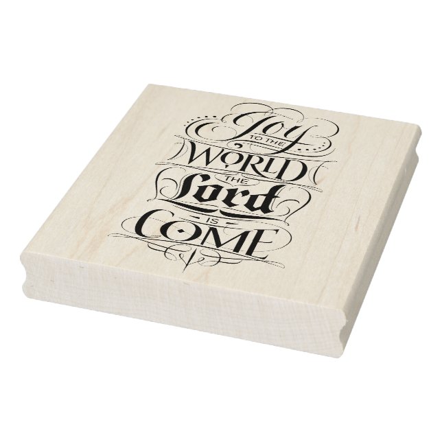 Joy to the World Lord Come Religious Calligraphy Rubber Stamp (Stamp)