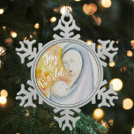 Joy to the World Madonna and Child Watercolor Snowflake Pewter Christmas Ornament<br><div class="desc">Celebrate the season with this uniquely designed Joy to the World Madonna and Child Watercolor Snowflake Pewter Christmas Ornament. Featuring original artwork,  bold colours,  and inspirational messaging,  this design can be purchased as is,  or transferred to another product.
All images and illustrations are copyrighted by FeliseDesigns.</div>