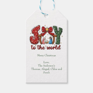 Joy to the World Merry Christmas Manger Scene Gift Tags