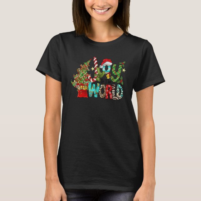 Joy To The World Merry Christmas Santa Claus Retro T-Shirt (Front)