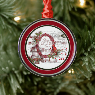 Joy to the world metal ornament