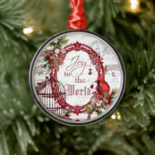Joy to the world metal ornament