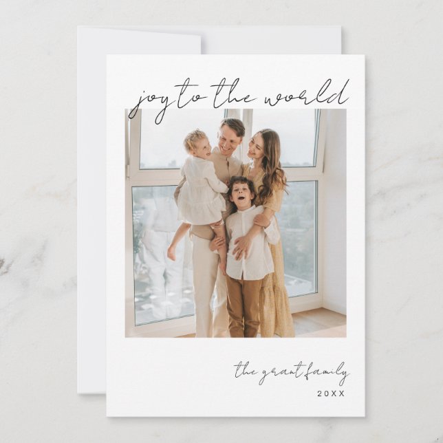 Joy To The World Minimalist Photo Christmas Card (Front)