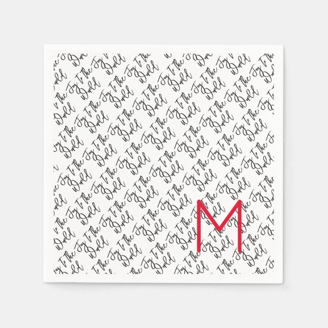 Joy to the World Modern Christmas Typography Napkin (Front)