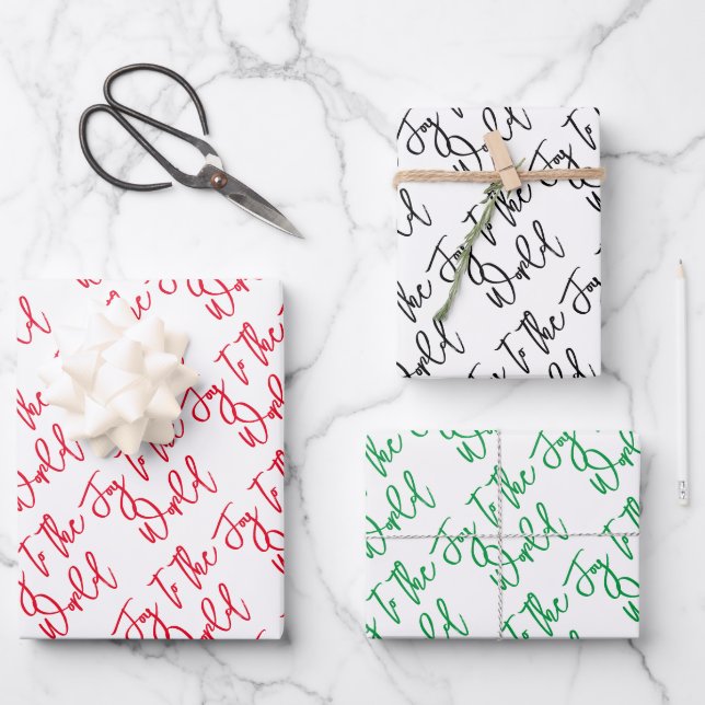 Joy to the World Modern Christmas Typography  Wrapping Paper Sheet (Front)