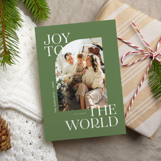 Joy to the World Modern Type Christmas Photo Holiday Card