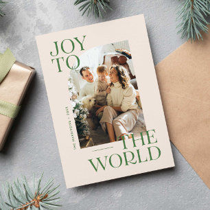 Joy to the World Modern Type Christmas Photo Holiday Card