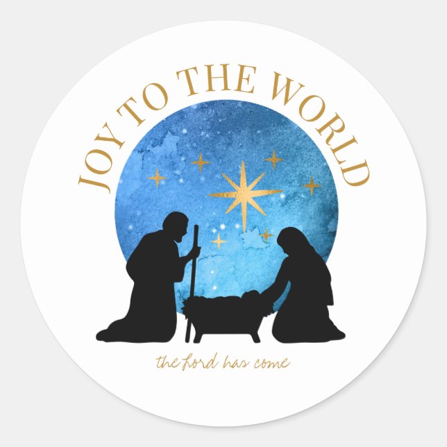 Joy to the World | Nativity | Christmas Classic Round Sticker (Front)