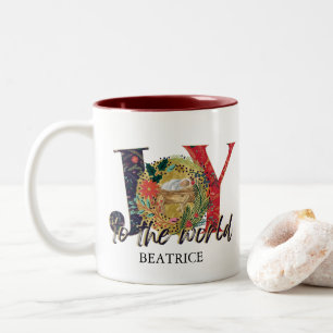 Joy To The World  Nativity Christmas Two-Tone Coffee Mug
