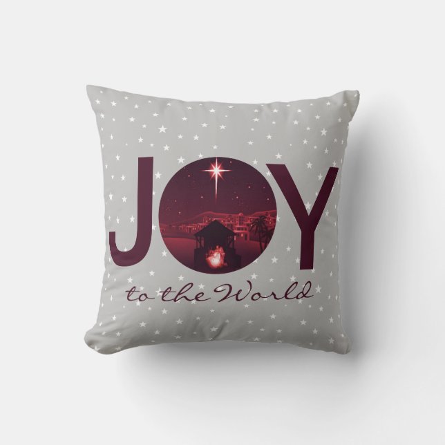 Joy to the World nativity  Cushion (Front)
