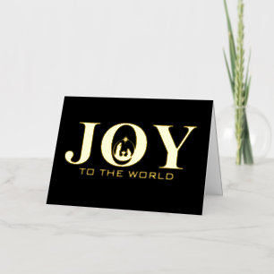 Joy to the World Nativity Gold Foil Christmas Holiday Card