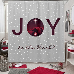 Joy to the World nativity Shower Curtain