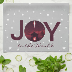 Joy to the World nativity Tea Towel