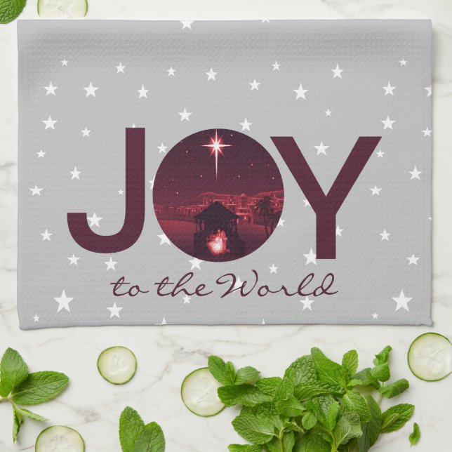 Joy to the World nativity   Tea Towel (Folded)