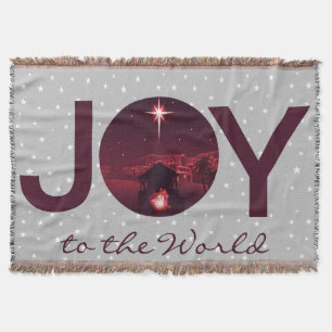 Joy to the World nativity Throw Blanket