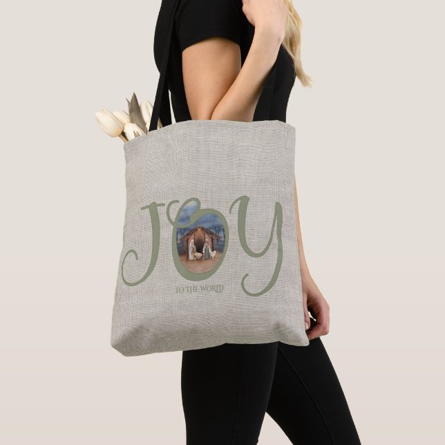 JOY to the World Nativity Tote Bag (Close Up)