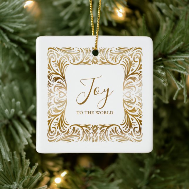 Joy To The World Personalised Elegant Christmas  Ceramic Ornament (Tree)