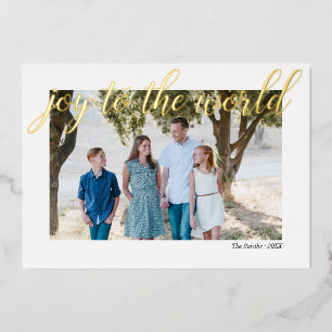 Joy to the World Personalised Photo Foil Holiday Card