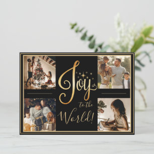 Joy to the World Photo Christmas Gold Holiday Card