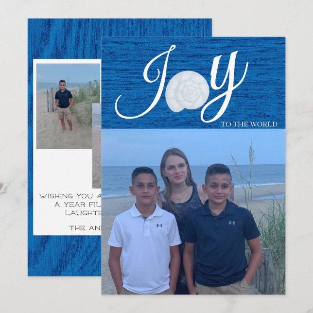 Joy To The World Photo Collage Christmas Card (Front/Back)