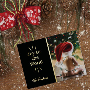 Joy To The World Photo Foil Holiday Postcard