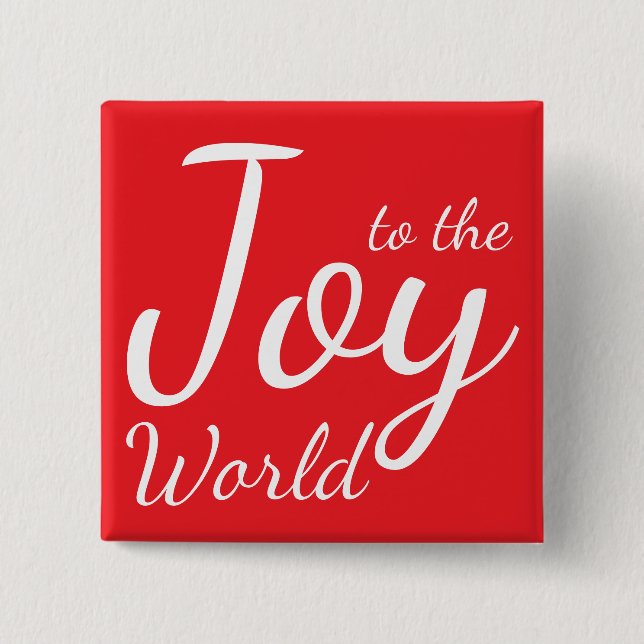 Joy to the World Phrase Red Holiday Button (Front)