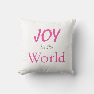 Joy to the World Pink Holiday Cushion
