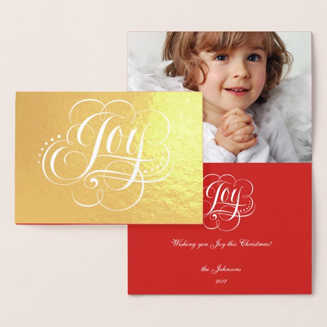 Joy to the World Real Customise Photo Christmas Foil Card (Display)