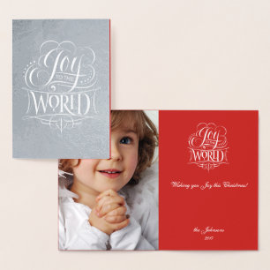 Joy to the World Real Silver Christmas Lettering Foil Card