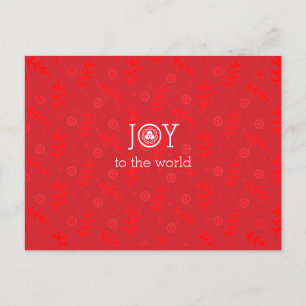 Joy to the World Red Ditsy Holiday Postcard