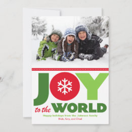 Joy to the World Red & Green Holiday Photo