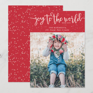 Joy to the World Red Photo Christmas Card