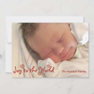 Joy to the world red snowflake christmas photo holiday card