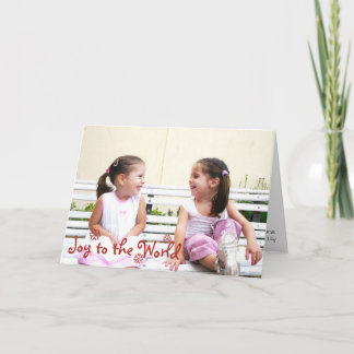 Joy to the world red snowflake christmas photo holiday card