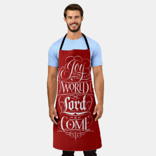 Joy to the World Religious Christmas Calligraphy Apron