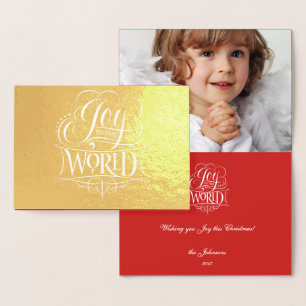 Joy to the World - Religious Christmas Calligraphy Foil Card