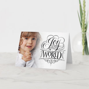 Joy to the World Religious Christmas Calligraphy Holiday Card