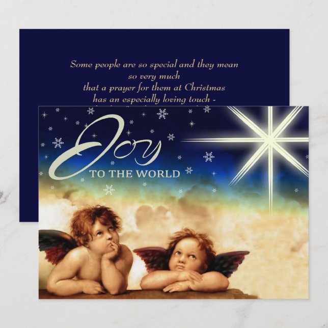 Joy to The World. Religious Christmas Cards (Front/Back)