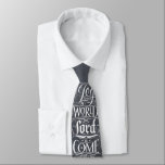 Joy to the World Religious Christmas Chalkboard Tie<br><div class="desc">Whenever I sing this Christmas carol, the …. 'Joy to the World…' portion is always so much fun. It comes out in full strength and with… Joy. That was the inspiration for this marvelous piece of calligraphic artwork by professional lettering artist Ivan Angelic. So modern on this tie and so...</div>